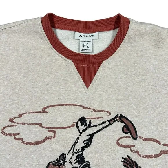 Ariat Women’s Roughstock Cowboy Western Oversized Crewneck Sweatshirt Small - Picture 3 of 5